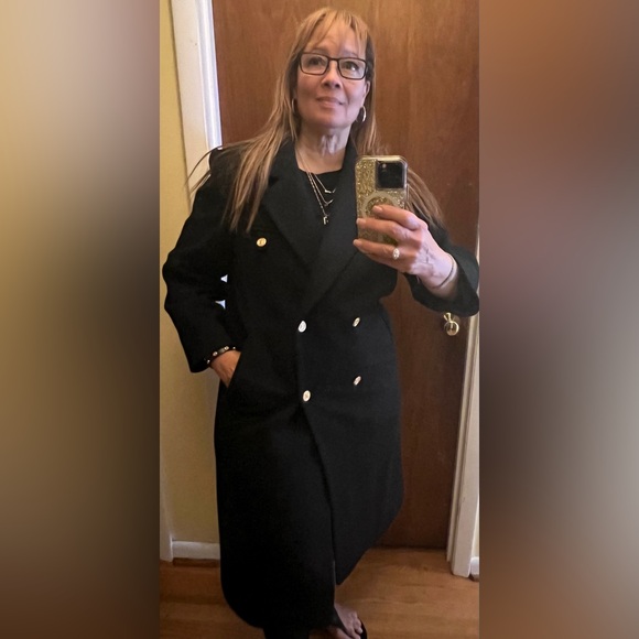 NWOT Vintage Forecaster of Boston Double Breasted Wool Long Coat Gold Buttons. - Picture 1 of 15